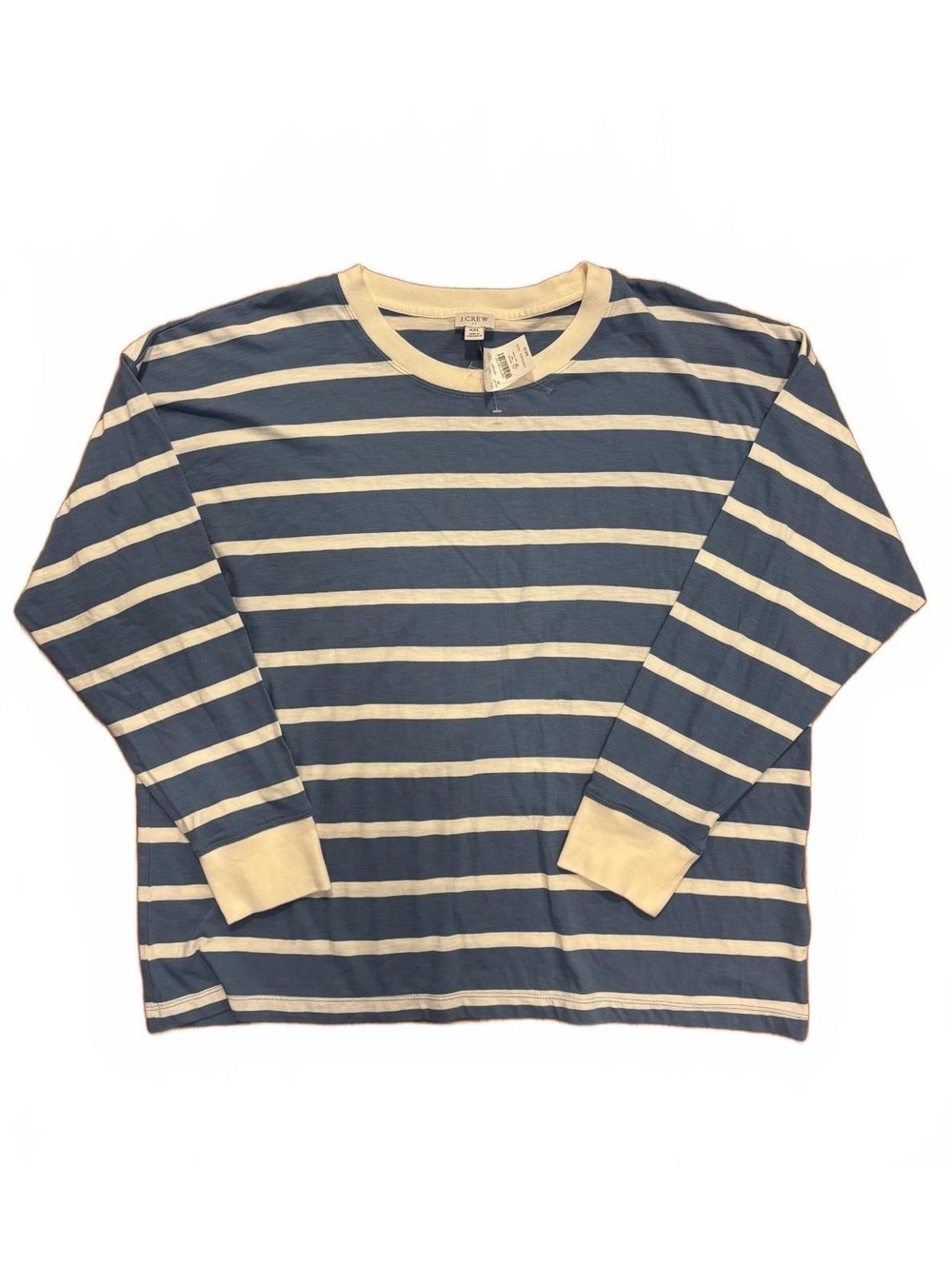 J.Crew Women’s blue and white striped long sleeve top Size XXL